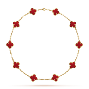 18K Vintage Alhambra Carnelian 10 Motifs Necklace