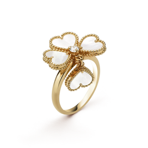 18K Sweet Alhambra Effeuillage Pearls Ring