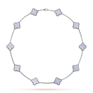 18K Vintage Alhambra Chalcedony 10 Motifs Necklace