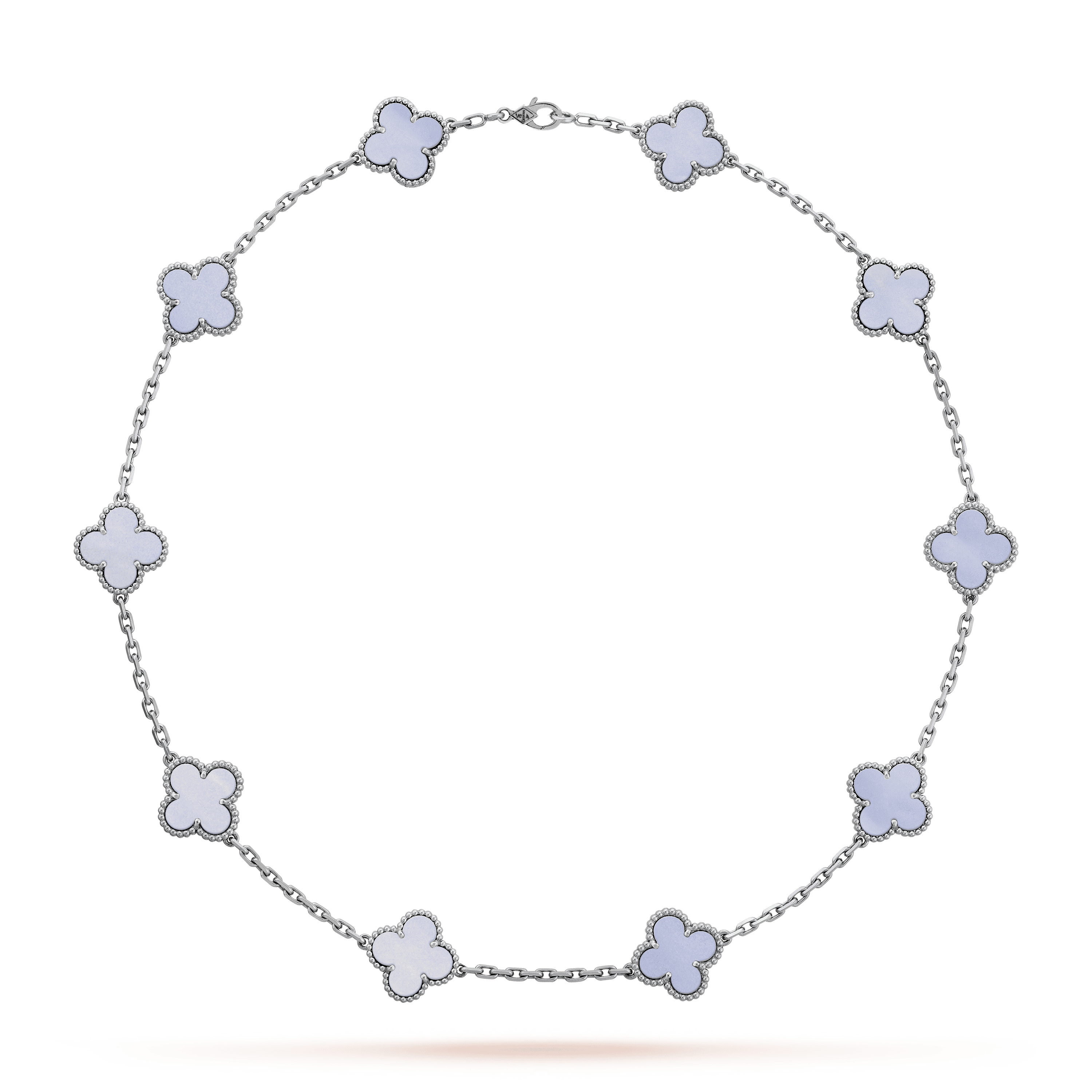 18K Vintage Alhambra Chalcedony 10 Motifs Necklace