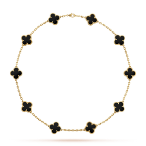 18K Vintage Alhambra Black 10 Motifs Necklace