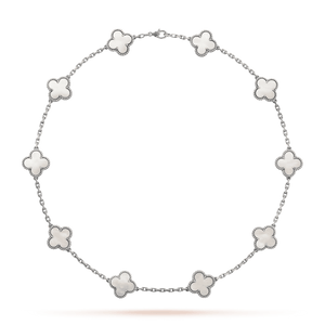 18K Vintage Alhambra Pearl 10 Motifs Necklace