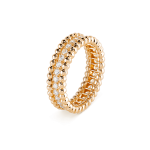 18K Yellow Gold Perlée Diamonds Ring