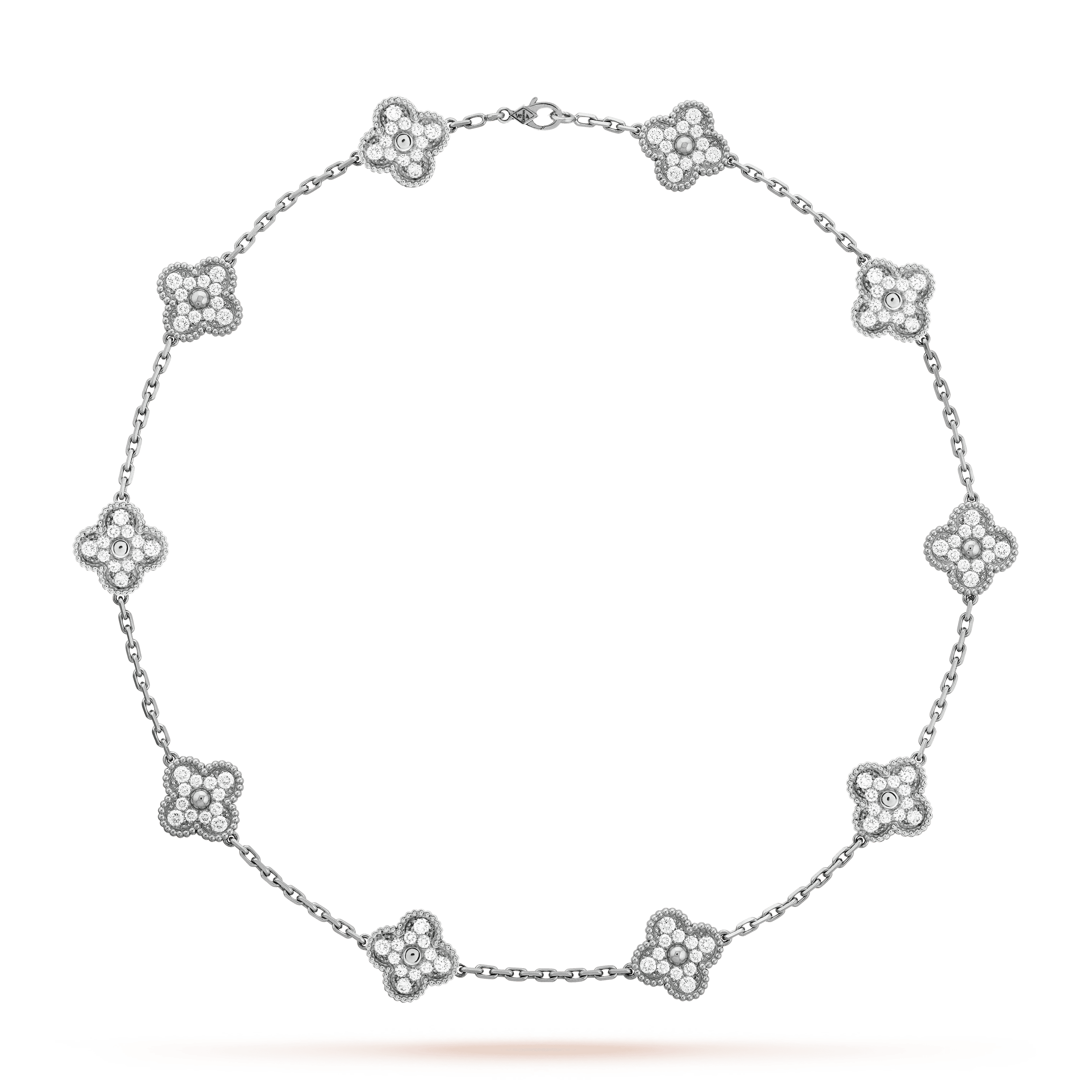 18K Vintage Alhambra Diamonds 10 Motifs Necklace
