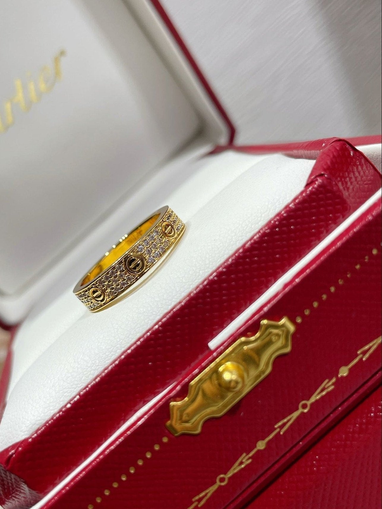 18K Love Diamond-Paved 3mm Ring