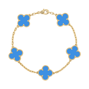 18K Vintage Alhambra Five Motifs Agate Bracelet