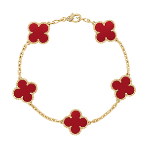 18K Vintage Alhambra Five Motifs Carnelian Bracelet