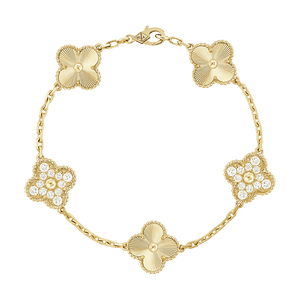 18K Vintage Alhambra Five Motifs Diamonds Bracelet