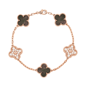 18K Vintage Alhambra Five Motifs Pearl Bracelet