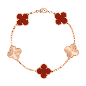 18K Vintage Alhambra Five Motifs Carnelian Bracelet