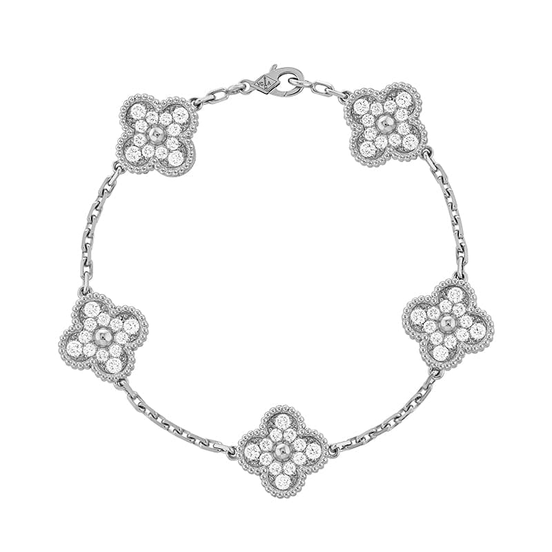 18K Vintage Alhambra Diamonds Clover Bracelet