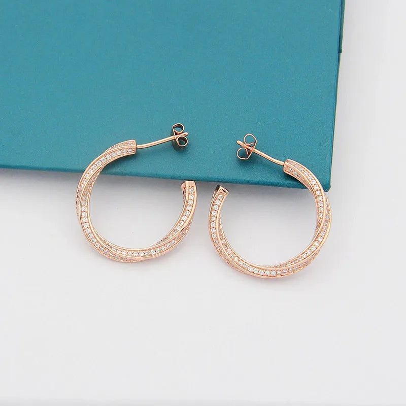 Spiral Diamond Hoop Earrings