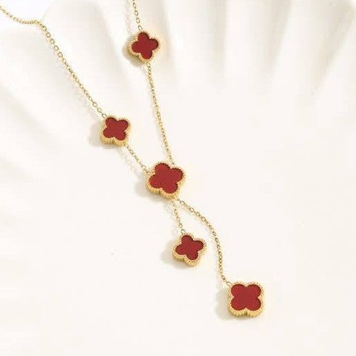 18K Magic Alhambra Six Pearls Motifs Clover Necklace