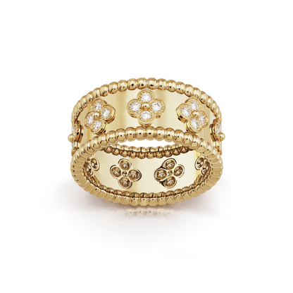 18K Perlée Clovers Ring