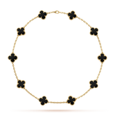 18K Vintage Alhambra Black 10 Motifs Necklace