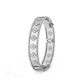 18K White Gold Perlée Clovers Bracelet