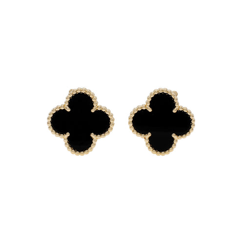 18k Vintage Alhambra Black Earrings