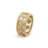18K Perlée Clovers Ring