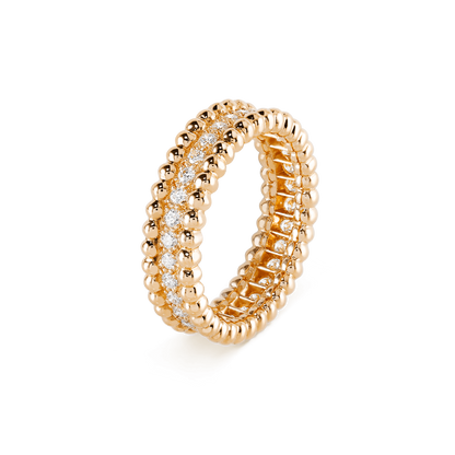 18K Yellow Gold Perlée Diamonds Ring