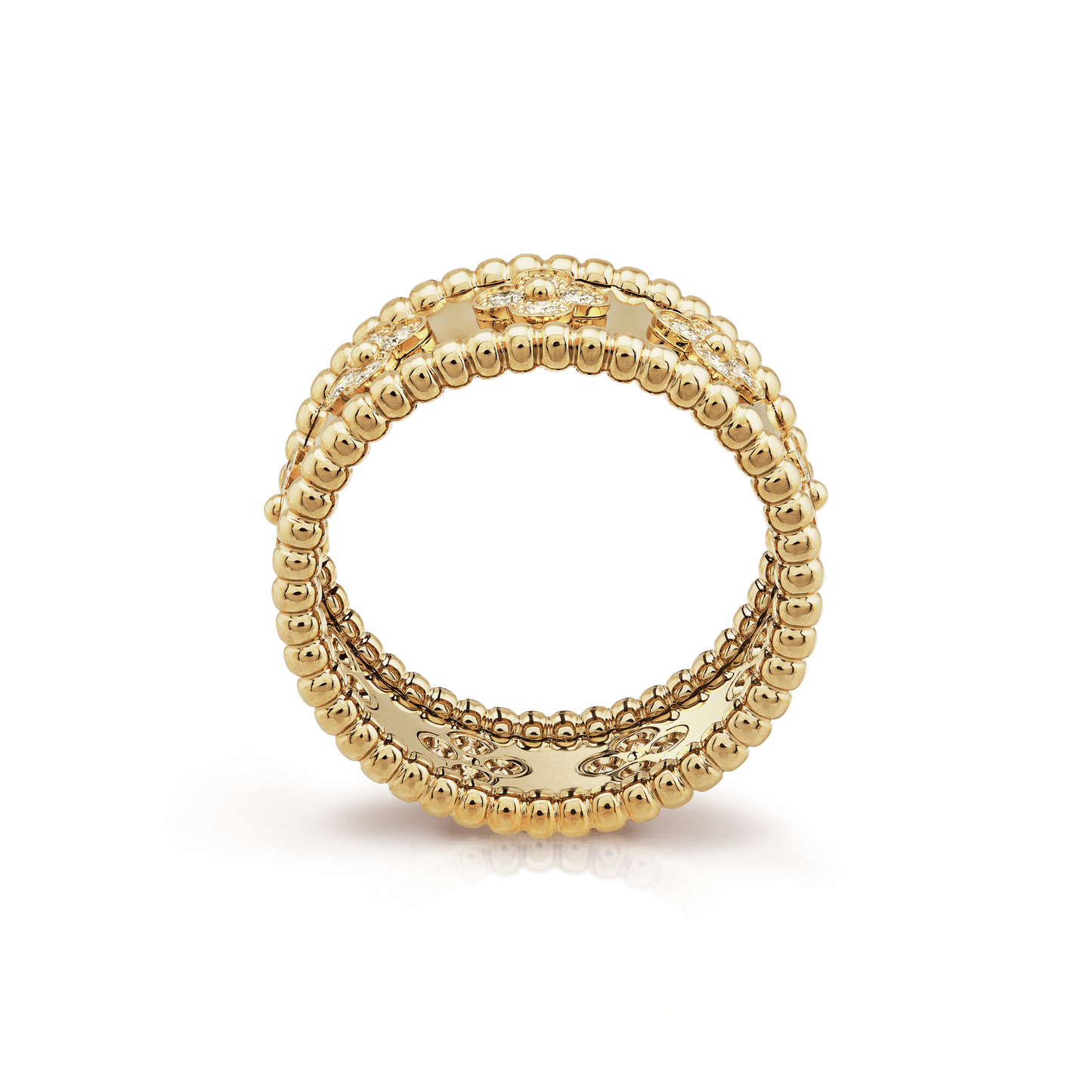 18K Perlée Clovers Ring
