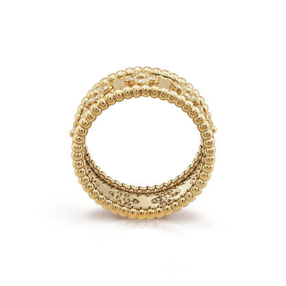 18K Perlée Clovers Ring