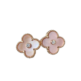 CLOVER MOP PINK GOLD DIAMOND EARRINGS