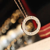 LOVE NECKLACE 16MM 6 DIAMONDS ROSE GOLD