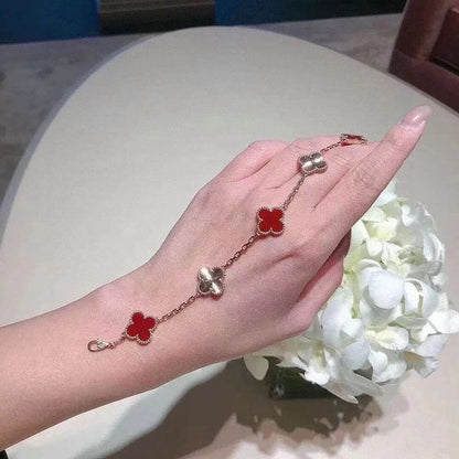 Vintage Alhambra Five Motifs Carnelian Bracelet