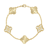 18K Vintage Alhambra Five Motifs Diamonds Bracelet