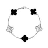 18K Vintage Alhambra Five Motifs Black Diamonds Bracelet