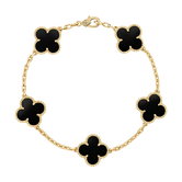 18K Vintage Alhambra Five Motifs Clover Onyx Bracelet