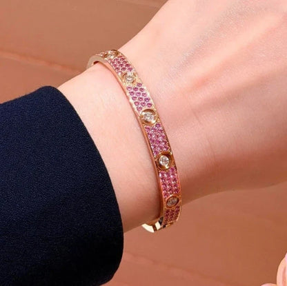 Diamond-paved Colorful Sapphire Love Bracelet