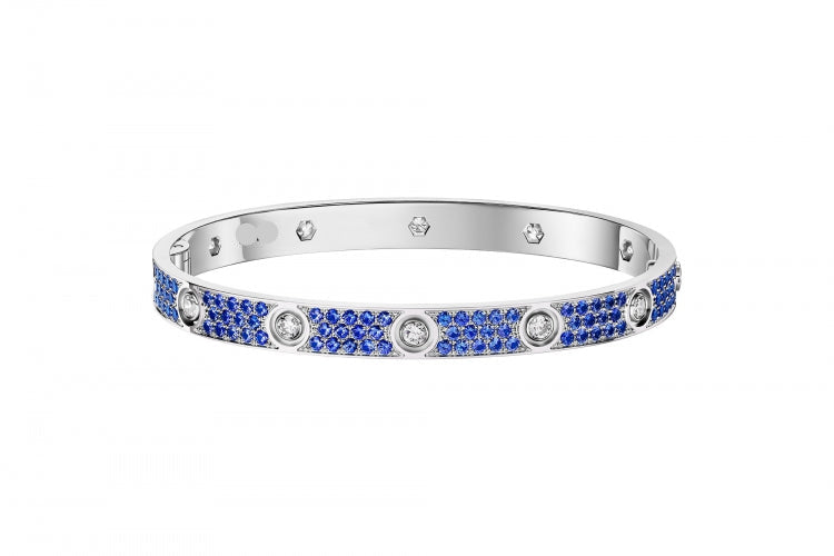 Diamond-paved Colorful Sapphire Love Bracelet