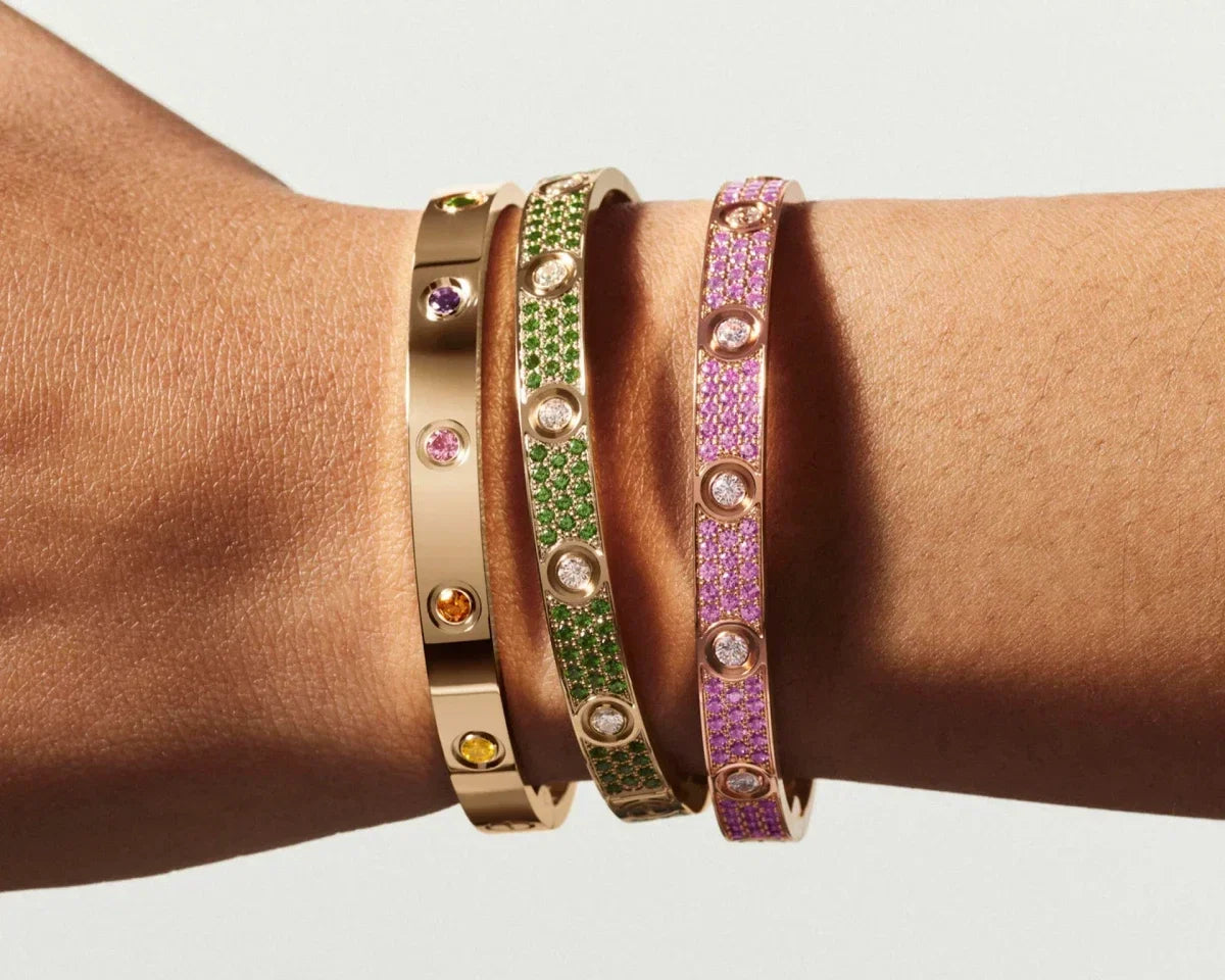 Diamond-paved Colorful Sapphire Love Bracelet
