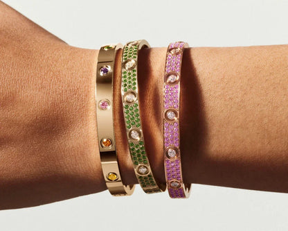 Diamond-paved Colorful Sapphire Love Bracelet