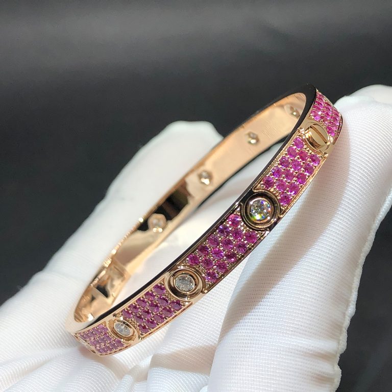 Diamond-paved Colorful Sapphire Love Bracelet