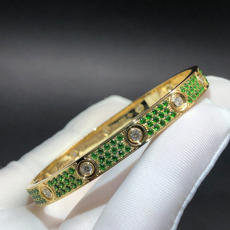 Diamond-paved Colorful Sapphire Love Bracelet
