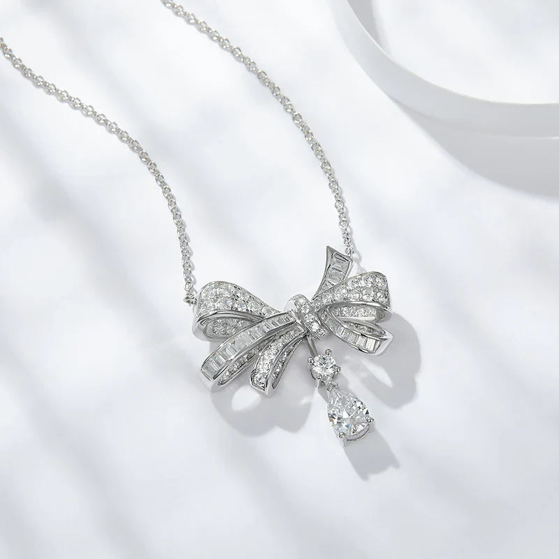 Bow Classic Diamond Drop Pendant