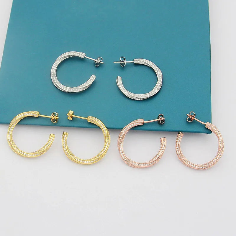 Spiral Diamond Hoop Earrings