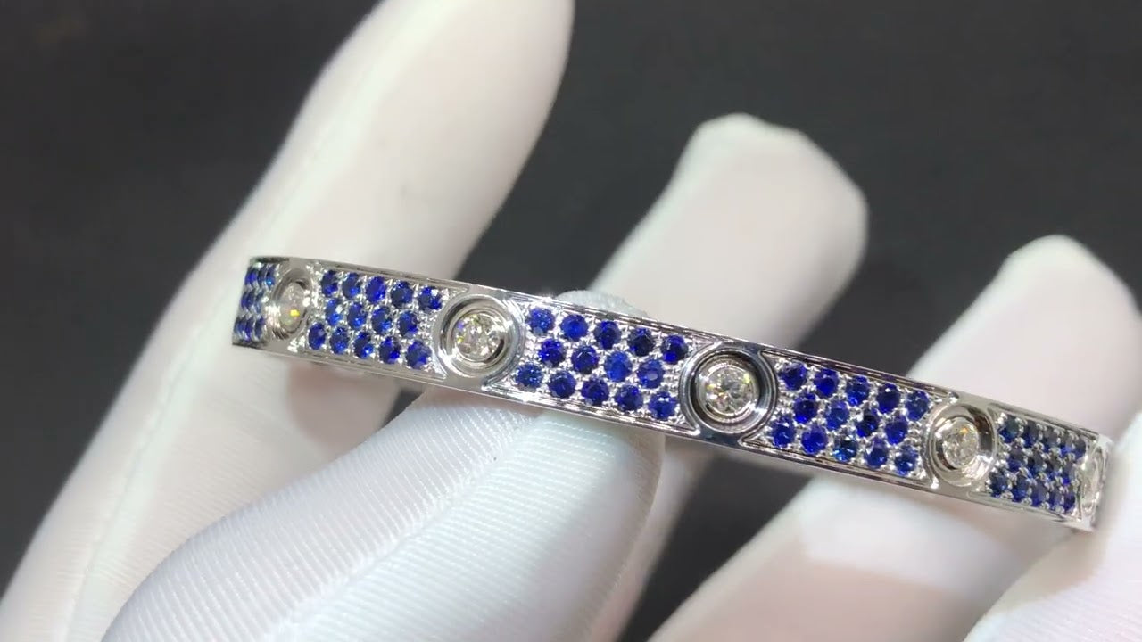 Diamond-paved Colorful Sapphire Love Bracelet