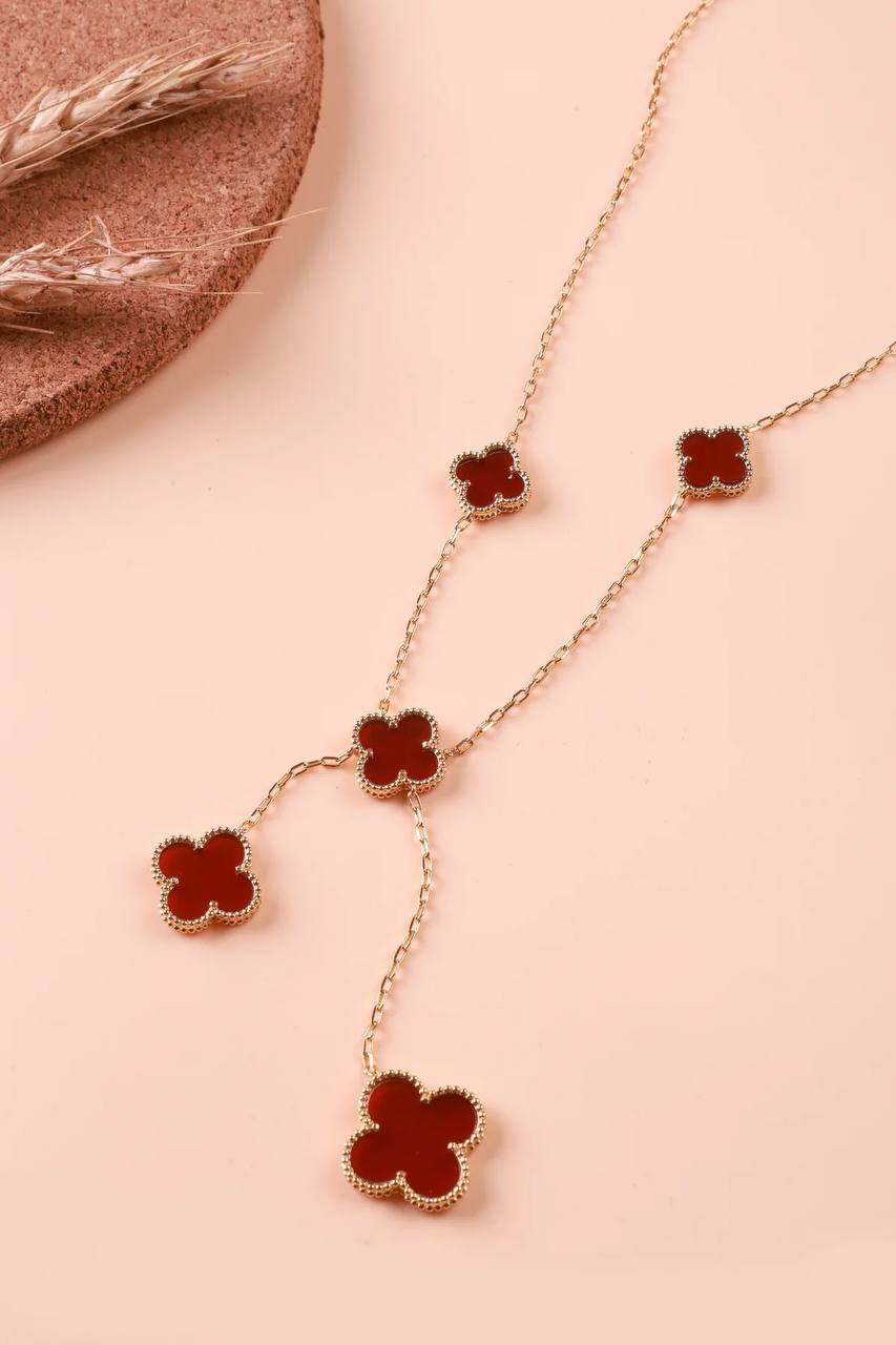 18K Magic Alhambra Six Pearls Motifs Clover Necklace