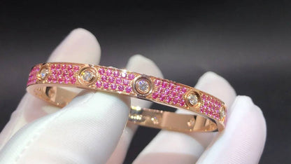 Diamond-paved Colorful Sapphire Love Bracelet