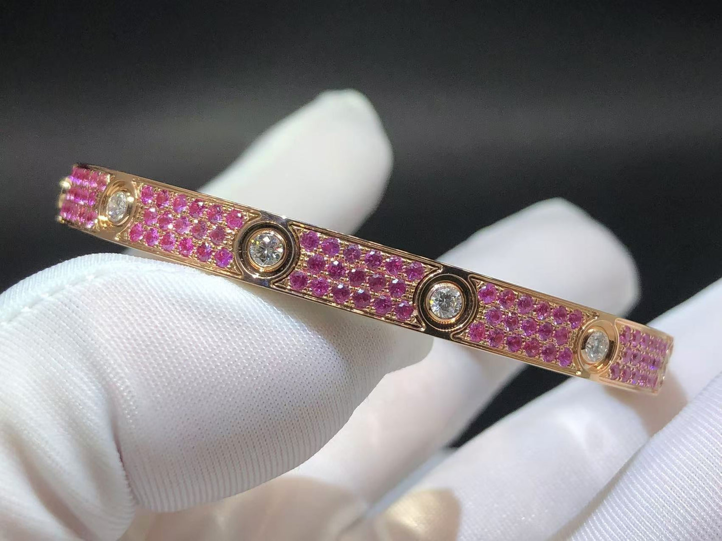 Diamond-paved Colorful Sapphire Love Bracelet
