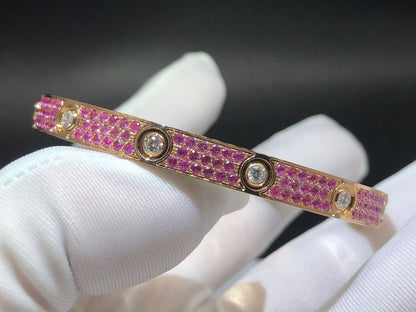 Diamond-paved Colorful Sapphire Love Bracelet