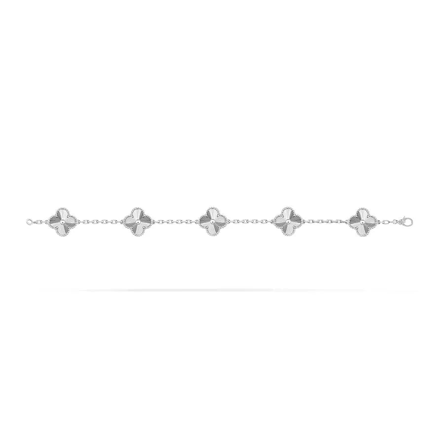 18K White Gold Five Motifs Clover Bracelet