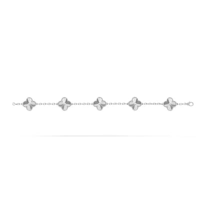 18K White Gold Five Motifs Clover Bracelet
