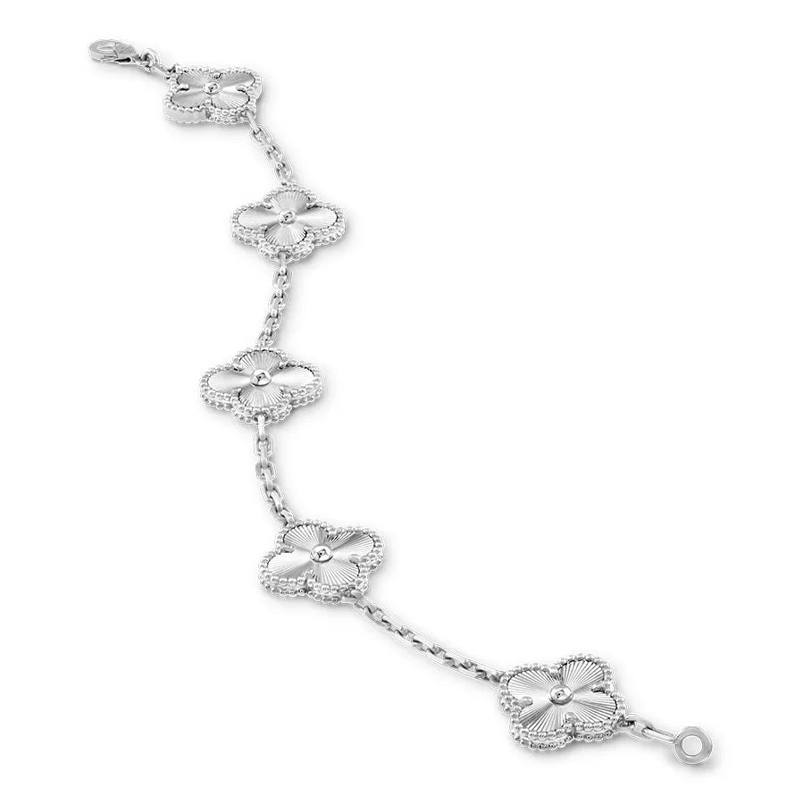 18K White Gold Five Motifs Clover Bracelet