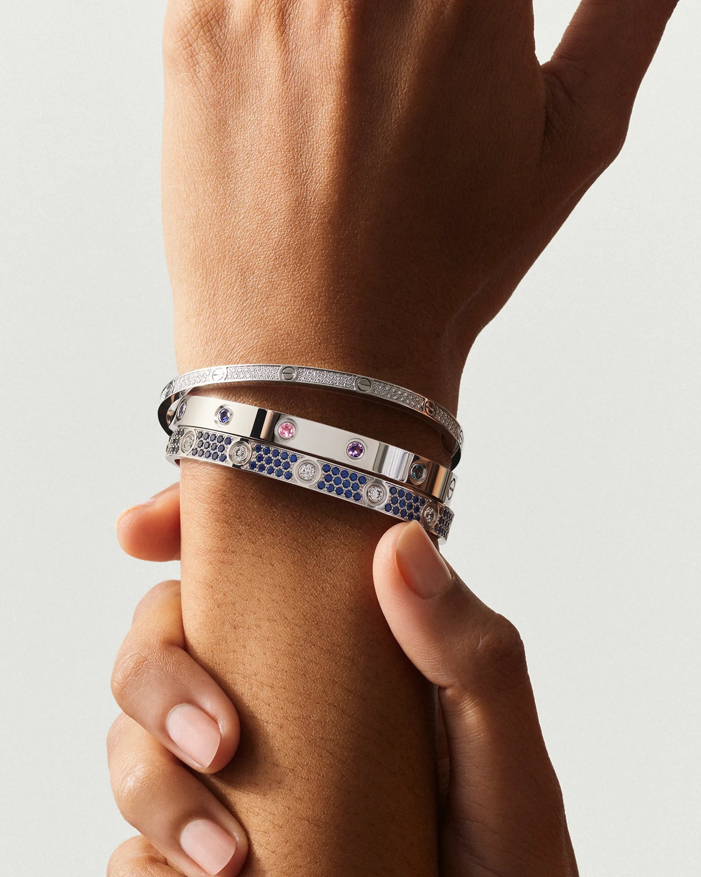 Diamond-paved Colorful Sapphire Love Bracelet