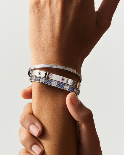 Diamond-paved Colorful Sapphire Love Bracelet